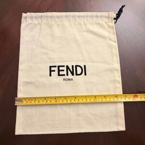 Fendi Cream Drawstring Bag with Black Logo 13x11